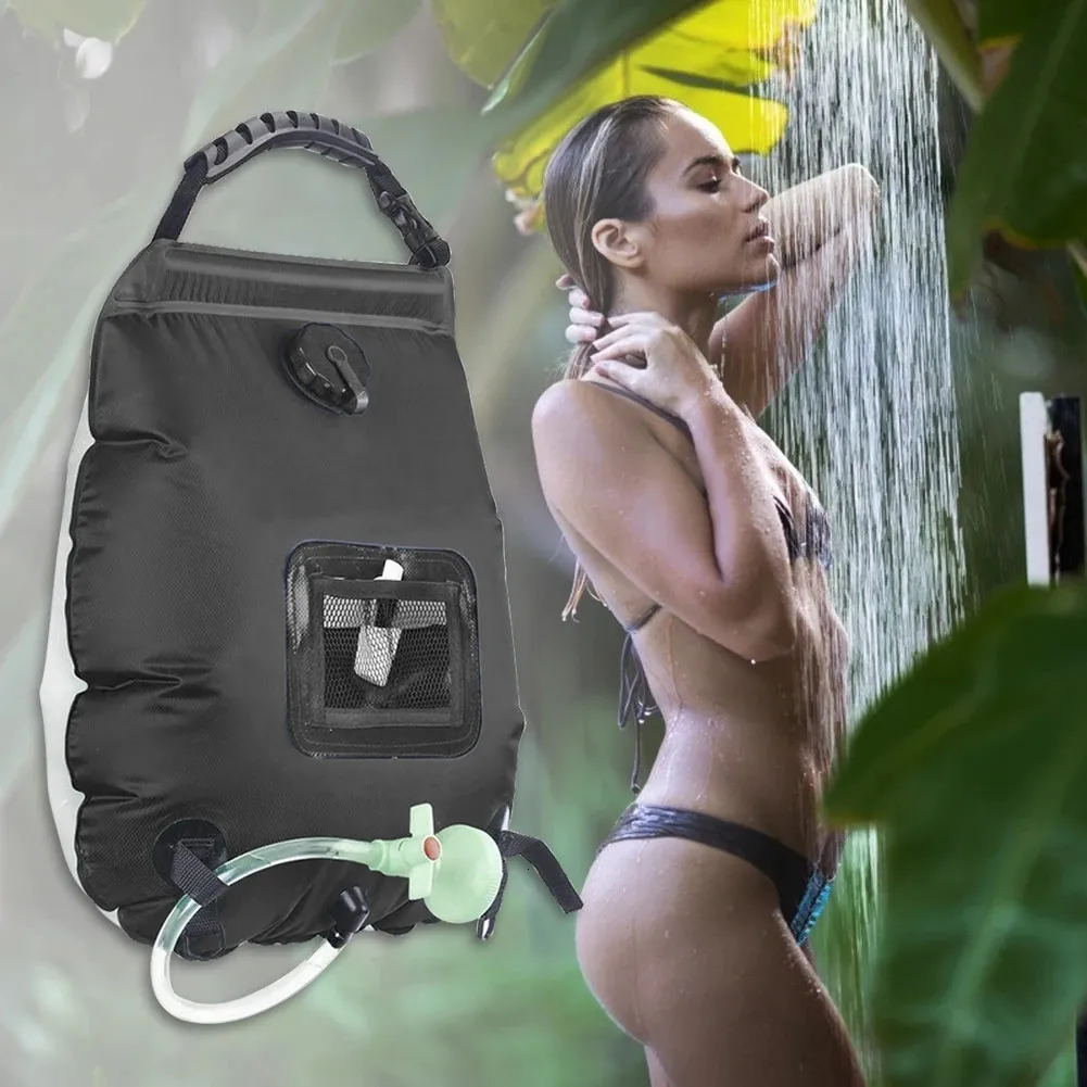 Sacs d'extérieur 20L Camping en plein air douche sac d'eau chauffage solaire Portable douche Camping randonnée escalade équipement de bain Ducha Portatil Camping 231219