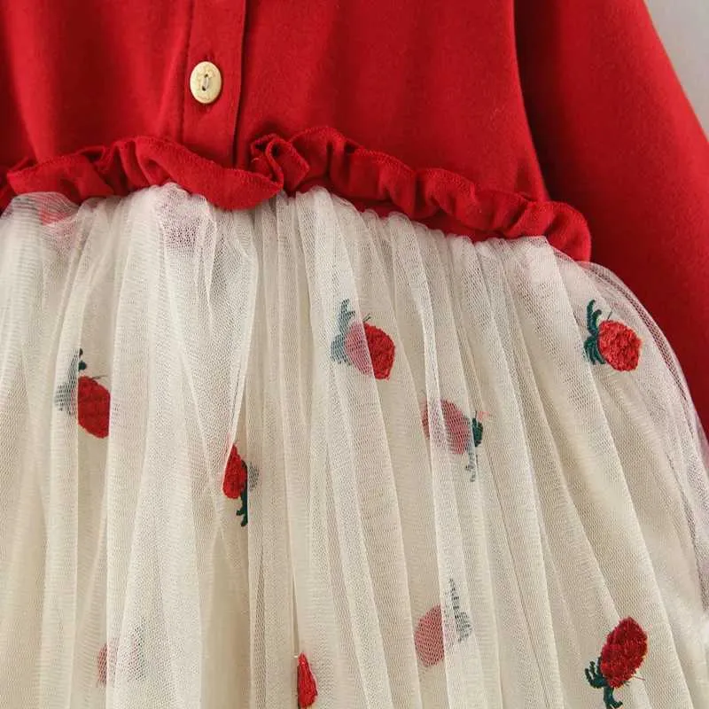 Flickas klänningar ladka 6m-3t våren nyfödda babyklänningar för tjej prinsessan spets första födelsedag flicka festklänningar röda baby kläder kläder
