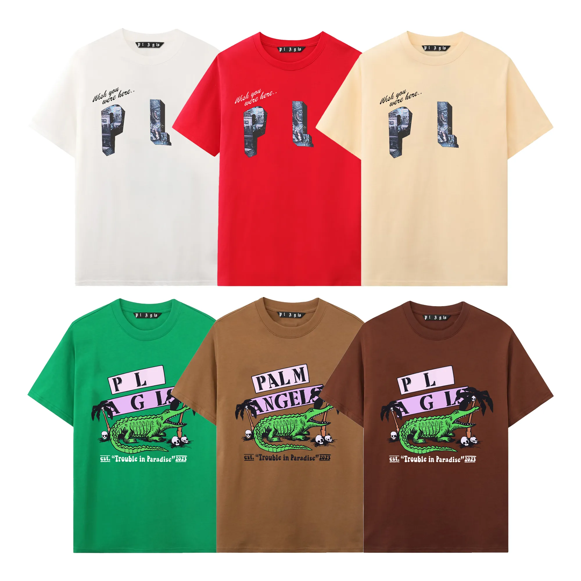 デザイナーPA TシャツティープリントパームズTシャツメンズレディースアングルショートスリーブヒップホップストリートウェアトップ