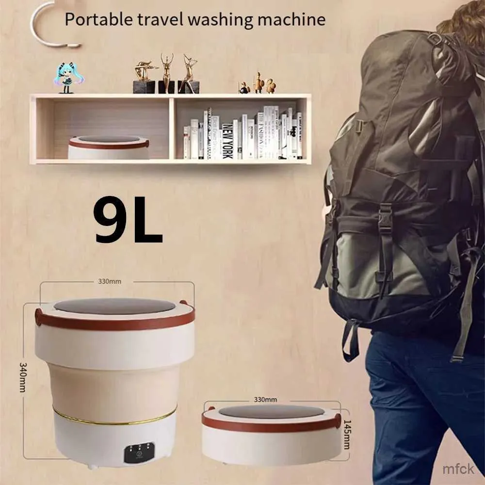 Mini Washing Machines Portable Washing Machine 9L Foldable with Spin Dryer Bucket for Clothes Mini Travel Home Underwear Socks Baby Washer AU UK Plug