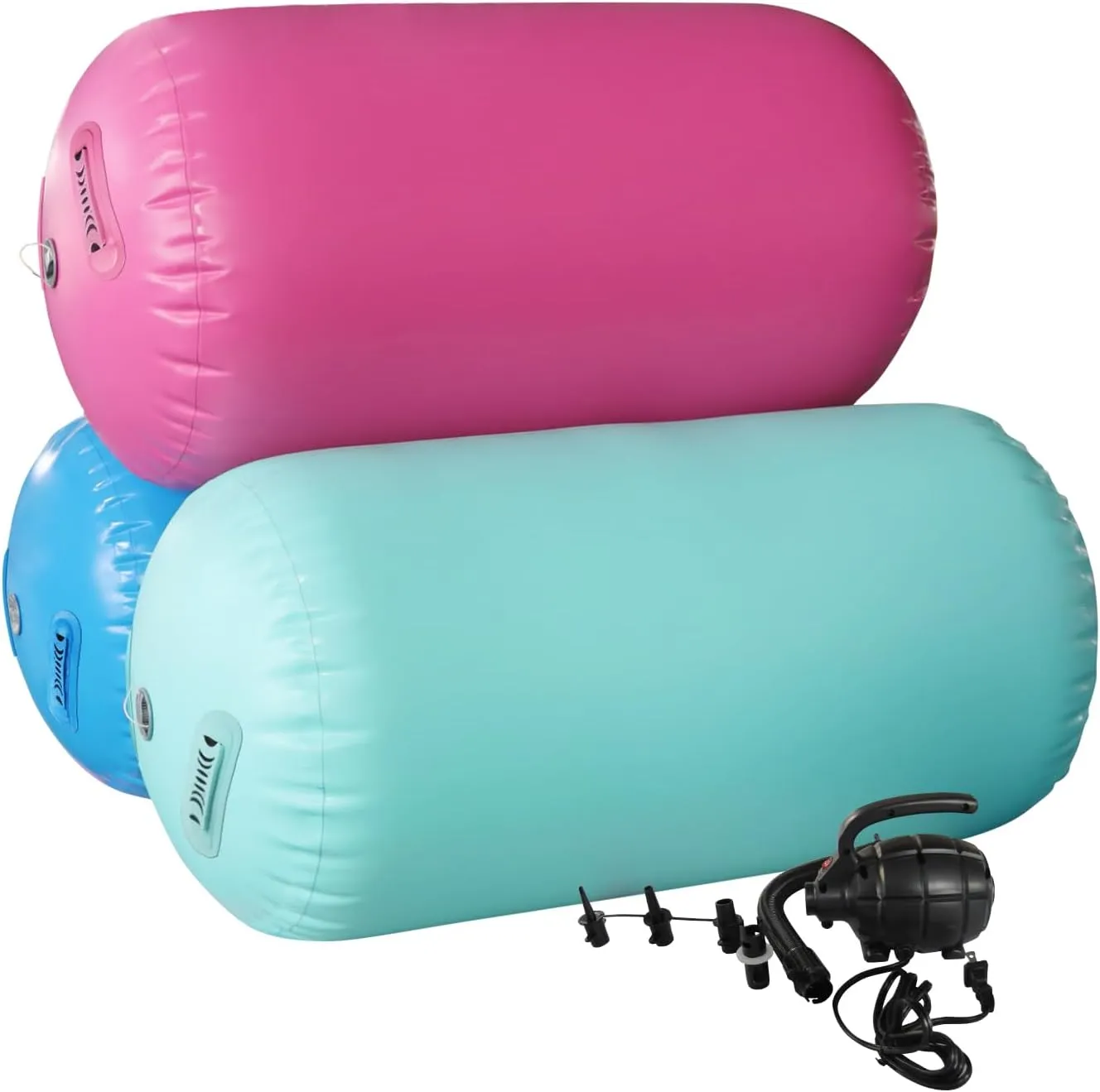 Colorful airtight Inflatable Gymnastics Gym Mat Air Rolls Training Roller Beam Air Mat Barrel Track Roller Cylinder Fitness