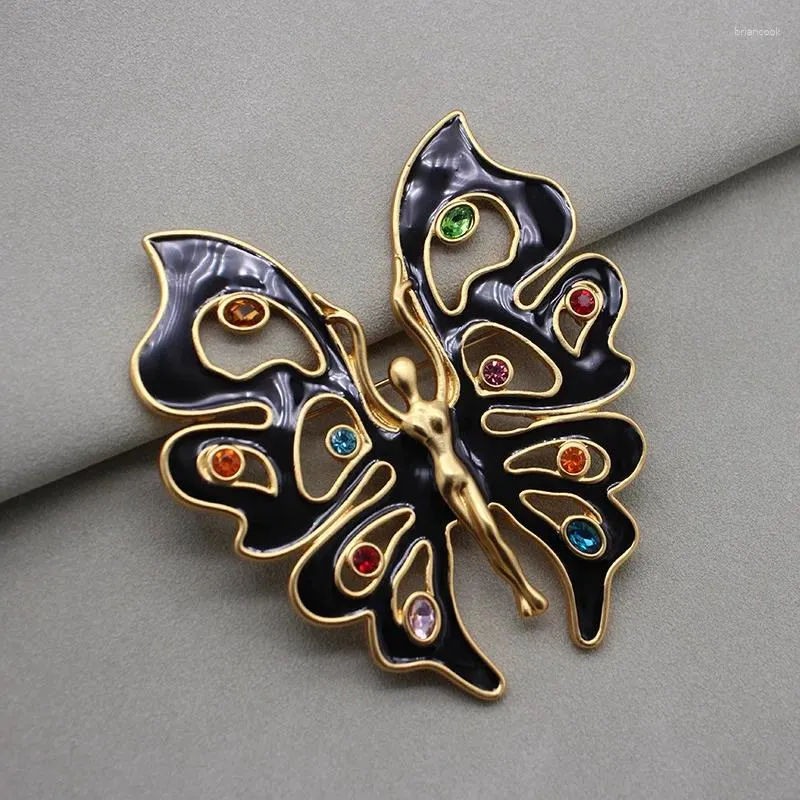 Brooches Elegant Fashion High-end Light Luxury Vintage Enamelled Colored Butterfly Designer Brooch Pins For Women Jewelry Accessories