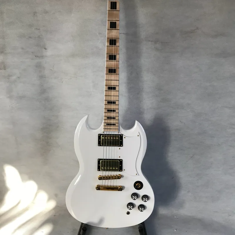 Buyers recommend !! white SG custom two pickup electric guitar maple fingerboard Free shipping