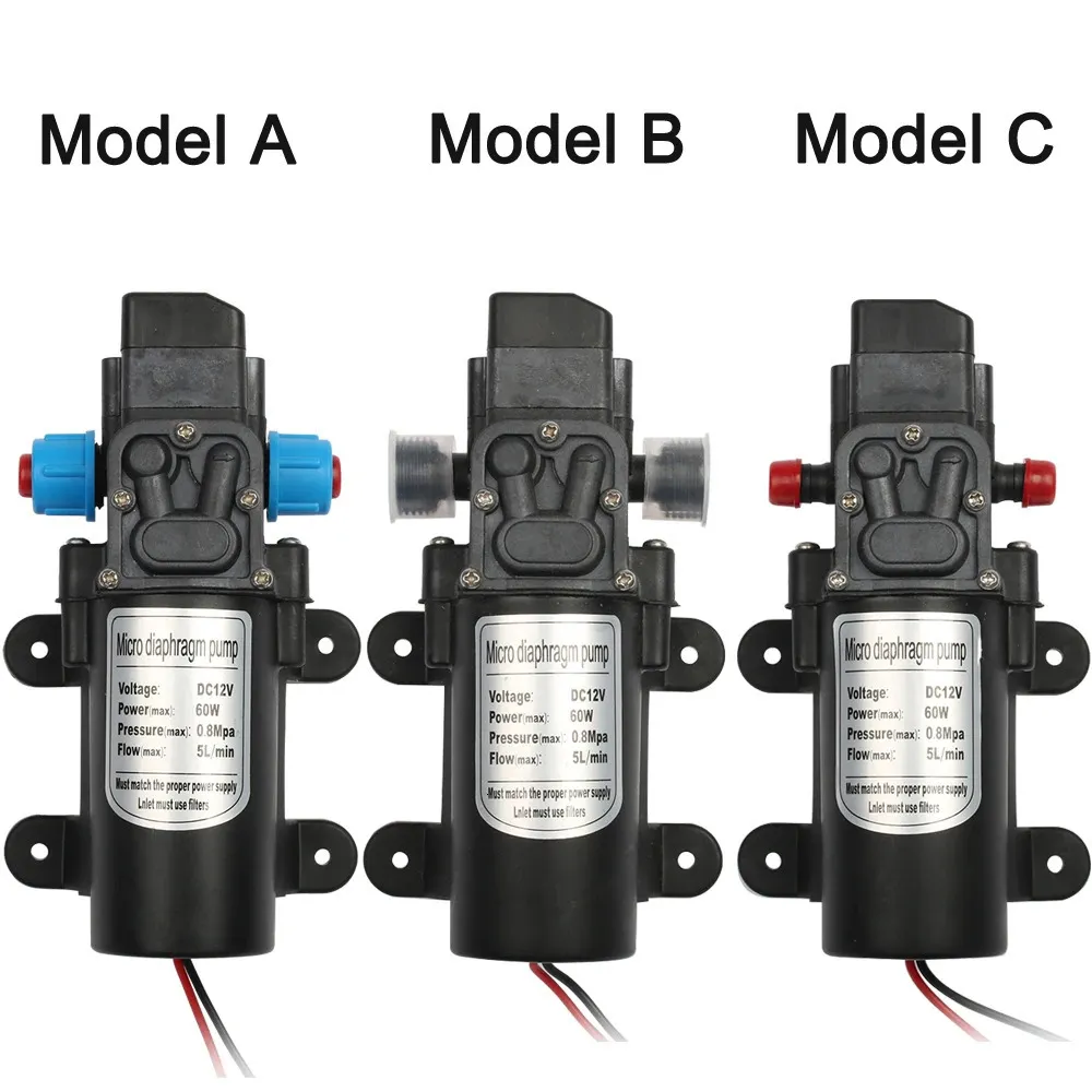 الحنفيات الأخرى الاستحمام ACCS 12V 60W DIAPHRAGM مضخة المياه التبديل التلقائي 5LMIN الضغط عالي الضغط رذاذ غسل السيارة 08MPA 231219