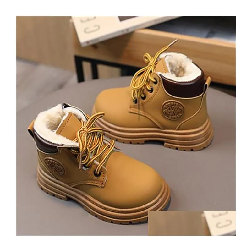 Boots New Style Kids Martin Girls Boys Snow Toddler Baby Wool Ankle Fashion Children Winter Warm Shoes Drop Delivery Maternity Dhqgj