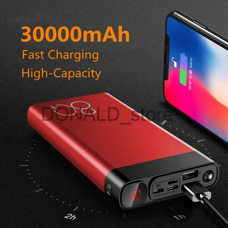 Mobiele telefoon Power Banks 30000 mAh Draagbare Power Bank met LED-licht HD Digitale Display Oplader Reizen Snel opladen PowerBank voor Samsung Xiaomi IPhone J231220