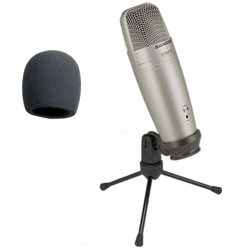 Microfones Samson C01U Pro USB Studio Condenser Microphone med realtidsövervakning av stor membran för sändning av droppleverans DHDQU