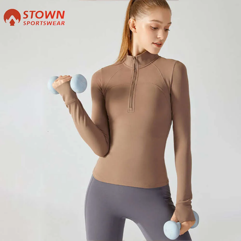 Lu Lu Align Sweats à capuche Yoga Stown Sportswear Veste de sport pour femme Vêtements de fitness Zip sur le devant Hauts à manches longues avec trou pour le pouce Haut d'entraînement de gymnastique pour femme Citron entraînement Gry