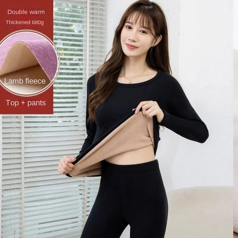 Womens Thermal Underwear Thermal Underwear Women Suit Thicken Lamb