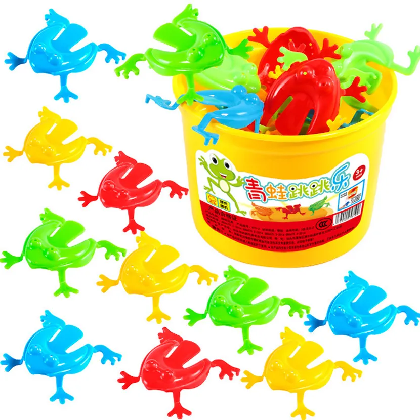 Jouets de grenouille sauteuse, rebond parent-enfant, jouet d'anxiété pour enfants, jouets assortis pour soulager le stress, cadeaux de fête d'anniversaire pour enfants, jeux de concours, cadeau 1 ensemble = 12 grenouilles + 1 baril