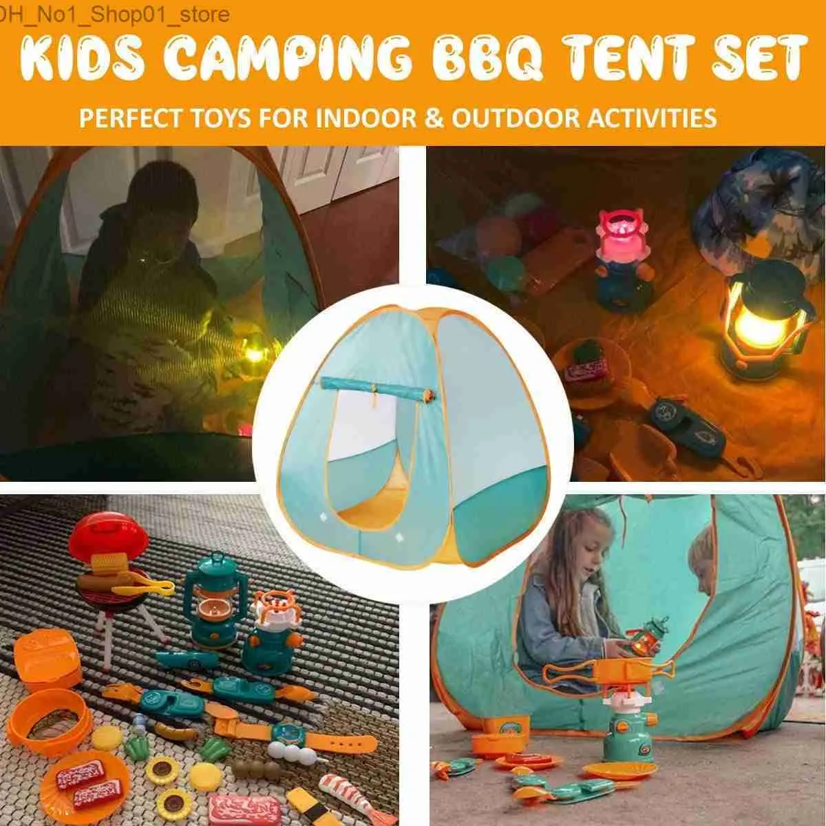 Toy Tents Children s Camping Tent Toys Set BBQ Camping Gear Tool Toddlers Kids Birthday Gift Outdoor Pretend Camp Set For Little Explorers Q231220
