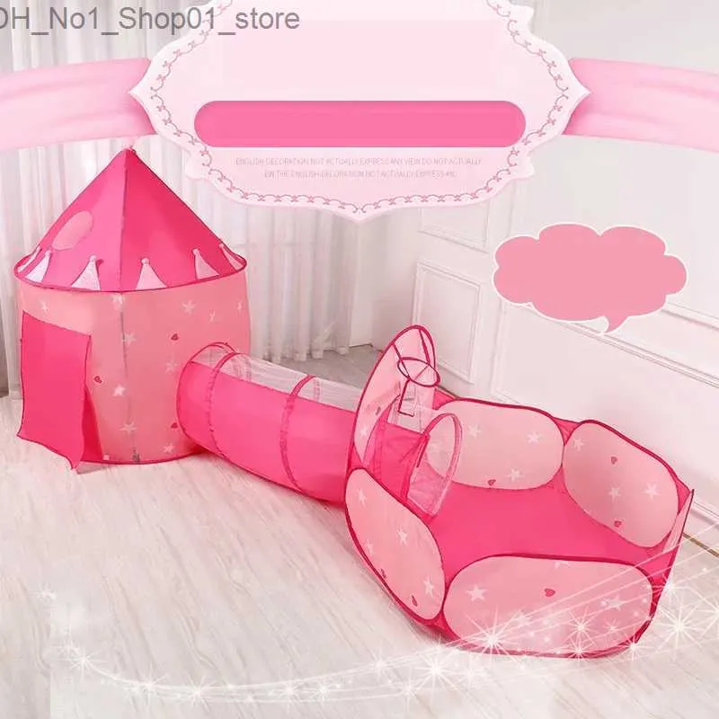 Spielzeugzelte Indoor Pink Children's Tent Play House Princess Castle Playhouse Play House Small House Q231220