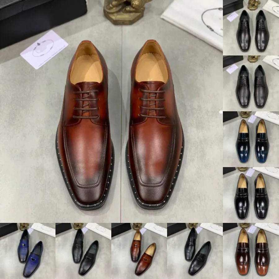 10Medel Designer Cut Cut Oxford Dress Shoes Men Genine Leather Leather Handmange Up Plain Toe Business Office أحذية رسمية للرجل