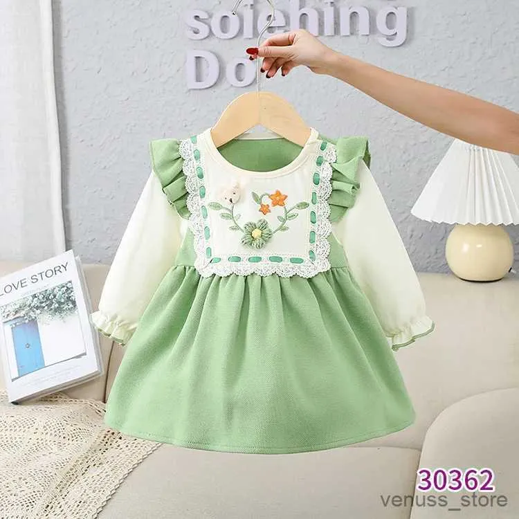 Girl's Dresses Girls Princess Sweet Dress Spring Autumn Children Baby Infants Kids Embroidery Long sleeve Holiday Birthday Dress