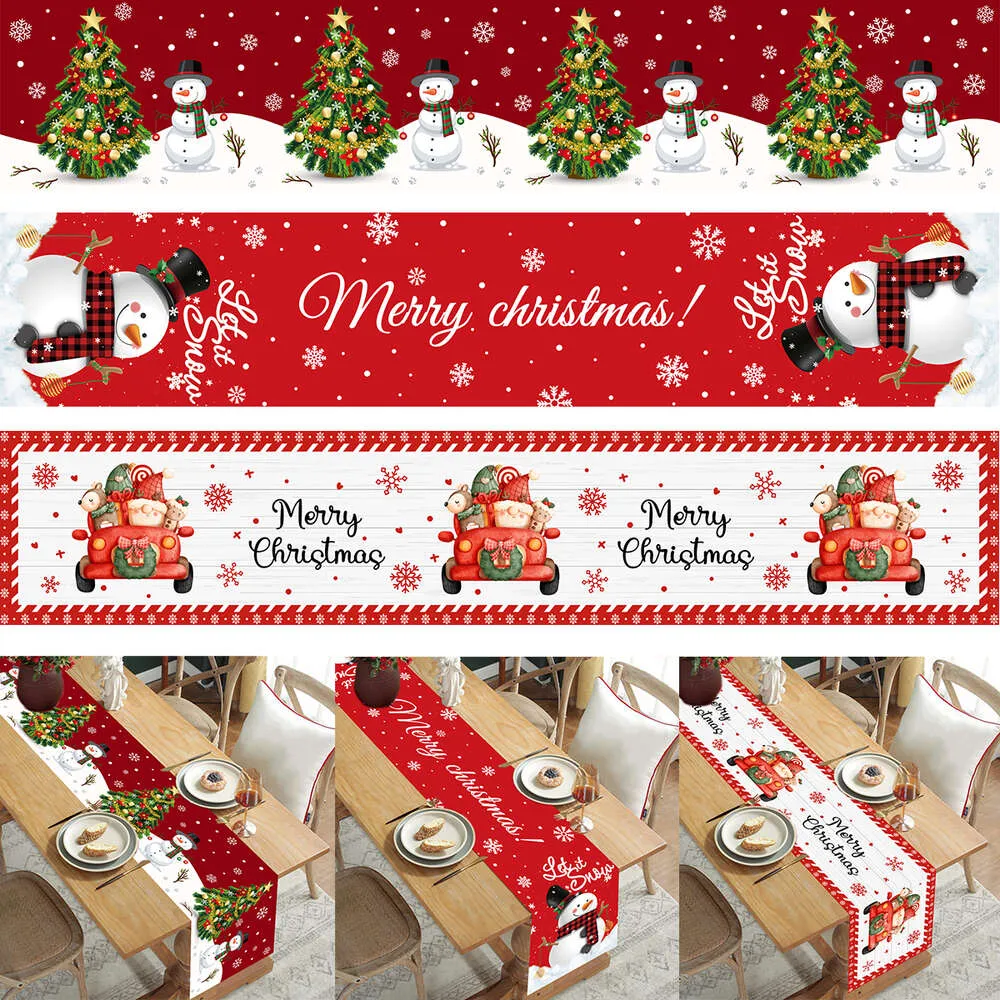 Обновление Рождественская дорожка для стола Веселые рождественские украшения 2023 Для дома Скатерть Навидад Ноэль Керст Рождественские подарки Новый год 2024 Натал
