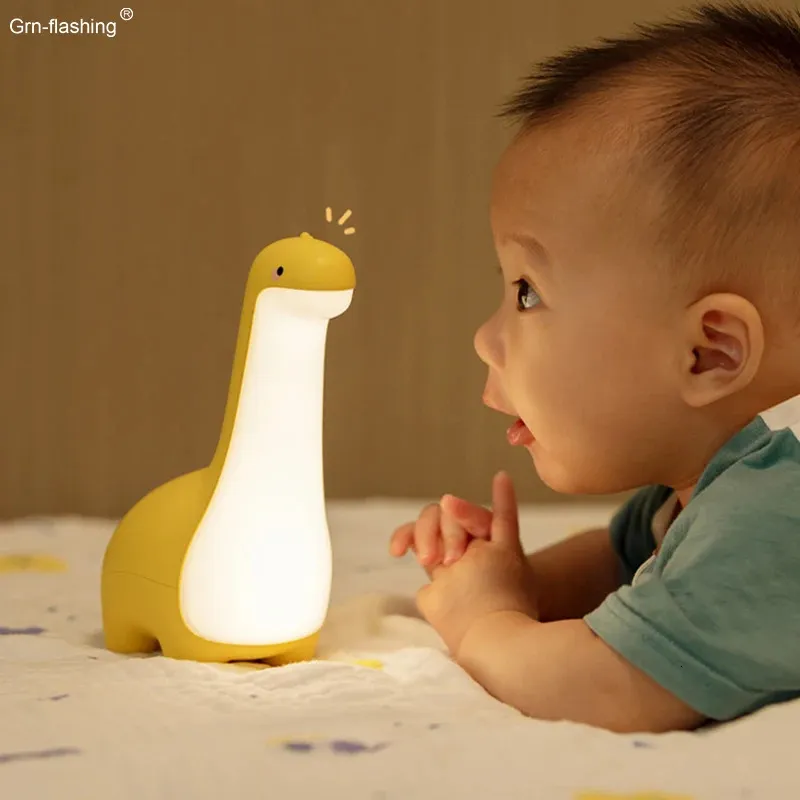 Long Neck Brontosaurus Dinosaur Night Light USB Recharge LED Table Lamp for Kids Gift Baby Sleeping Timming Bedroom 231220