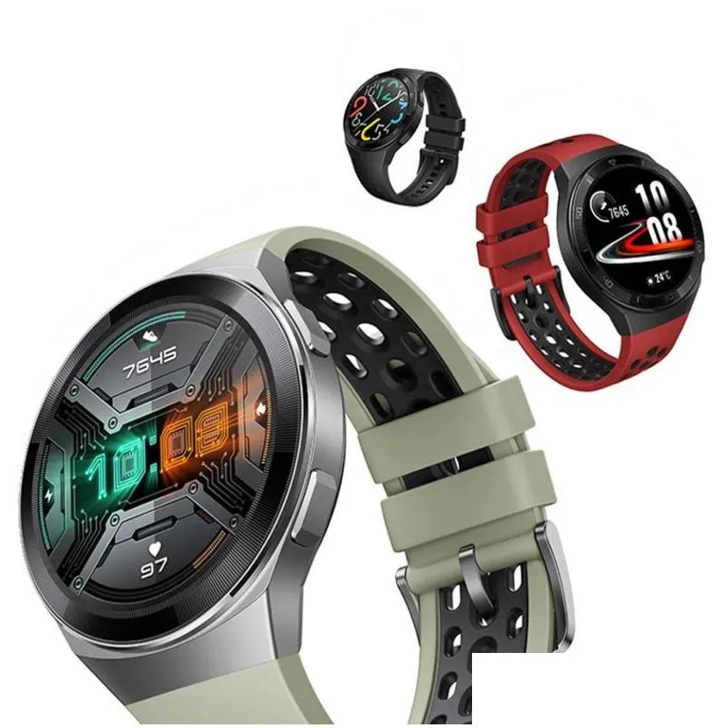 Montres intelligentes Original Huawei Watch GT 2E Appel téléphonique Bluetooth GPS 5ATM Sports étanches Appareils portables Montre-bracelet Tracker de santé Dhnys