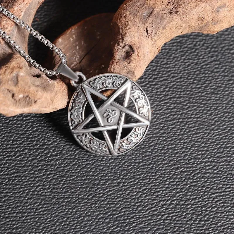 Pendentif Colliers Exquis Vintage Viking Rune Hexagonal Rond Collier En Acier Inoxydable Collier Amulette Pour Hommes Bijoux