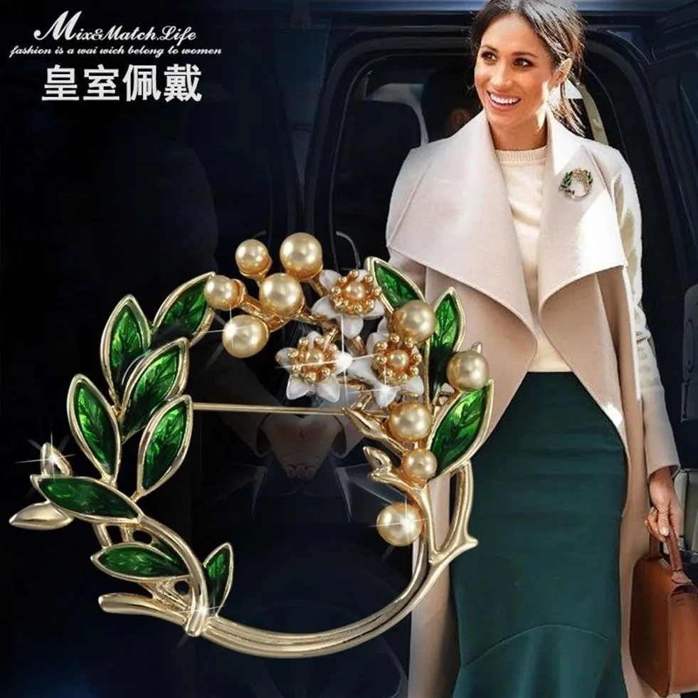 Meghan Markle luxe broche Gardenia Pin Gift Accesorios Broche Mujer Sieraden 201009333t