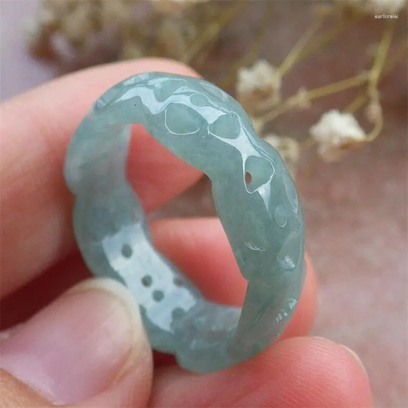 Ringos de cluster Green Birmânia Green Natural A Jade Jadeite Coin Ring