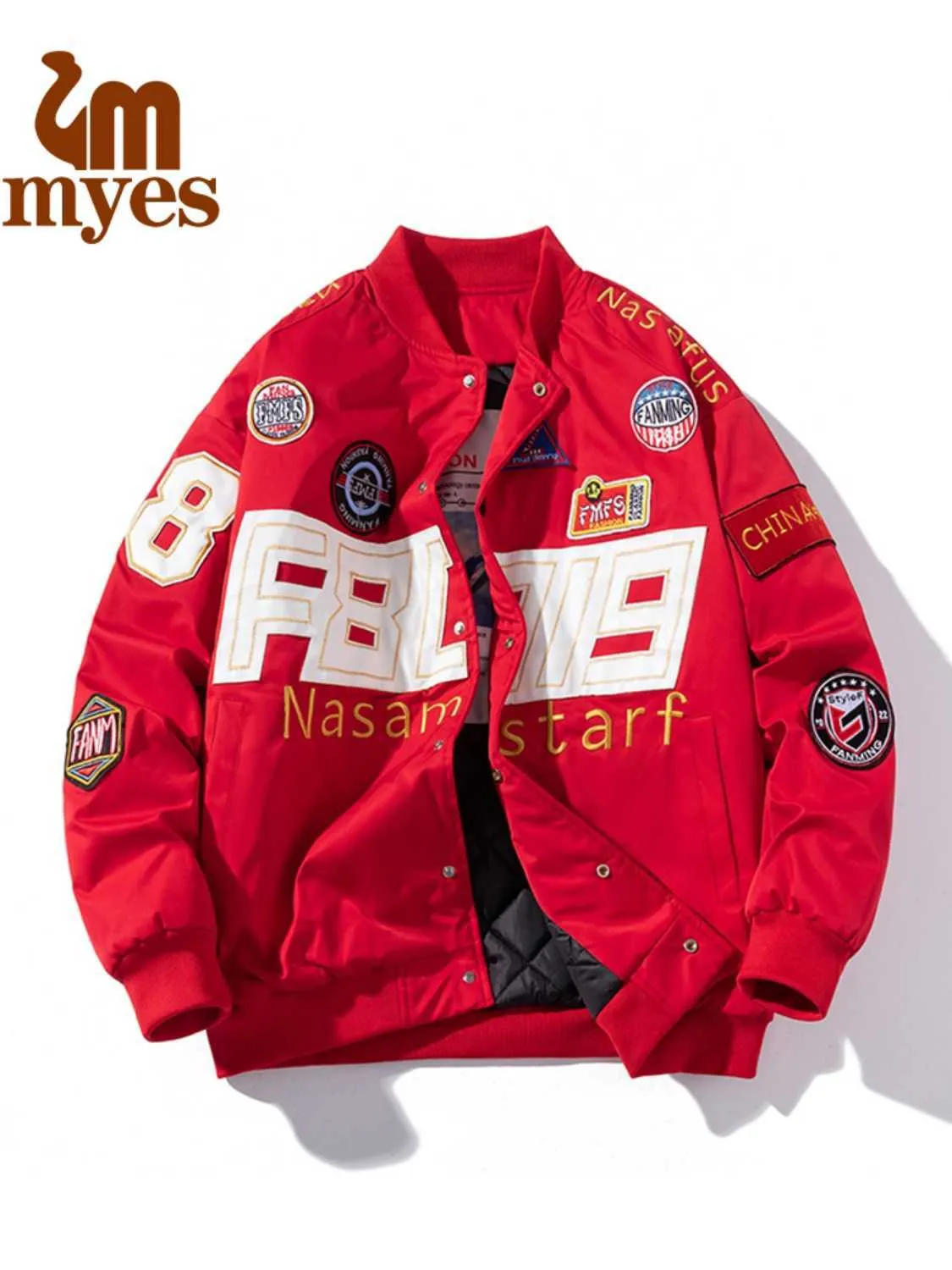 Myes Muyemori American Retro Motorcycle Baseball Jacket Female Couple Street Style Racing Male Cotton Trend