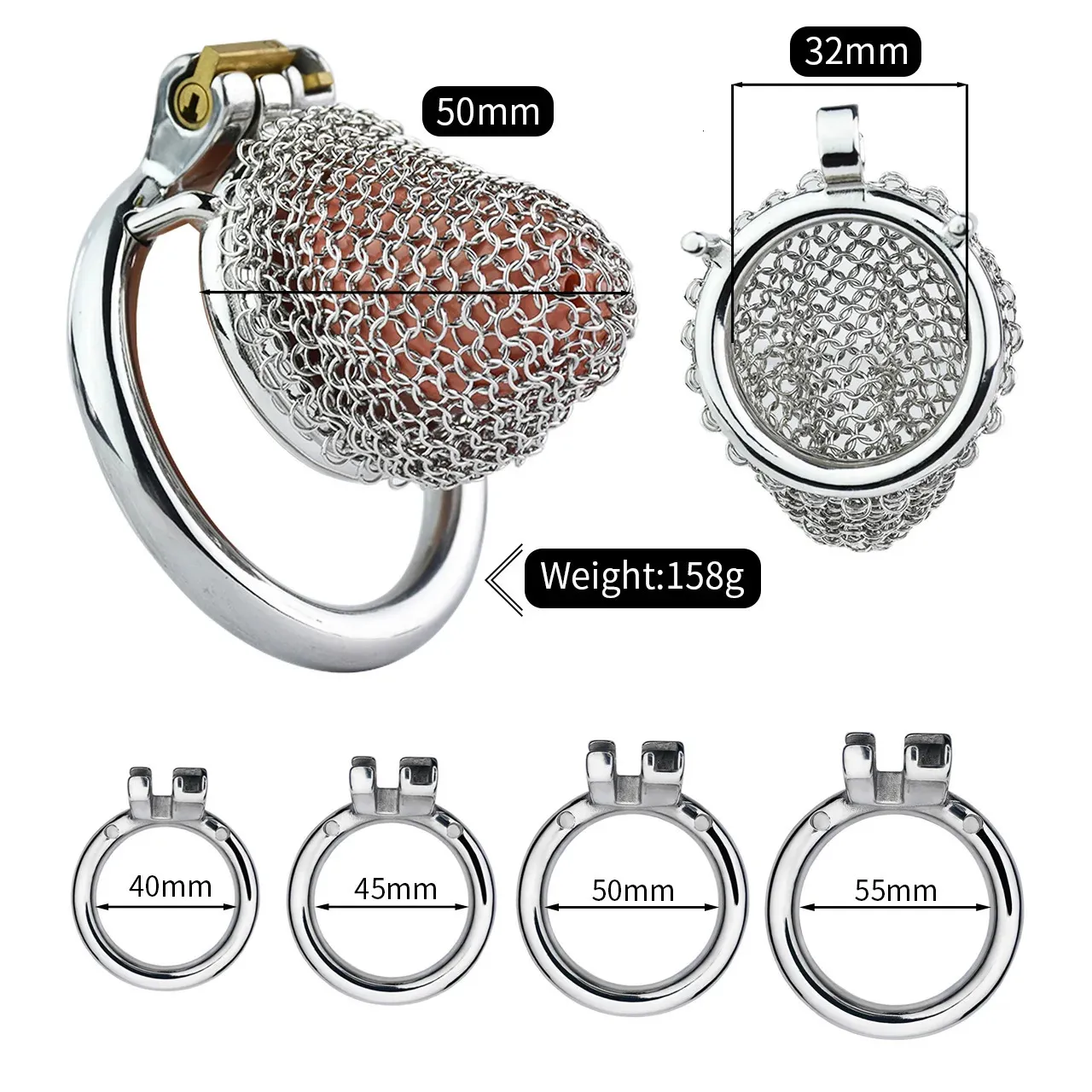 Chastity Devices 2023 Fishnet Cage Mesh Sexy Penis Lock Underpants Anti Escape Desire Control Steel Cock Ring Sex Toys for Man Gay 231219