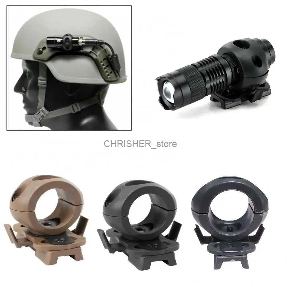 Caschi da arrampicata Morsetto per torcia per casco durevole da 20 mm Supporto per morsetto per torcia tattica a sgancio rapido per casco veloce