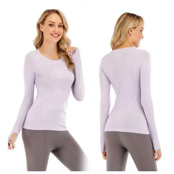 2022 new Lu-07 Long Sleeve Yoga Top Women Solid Quick Dry Breathable Shirt Sports Workout Gym Tees T Female Outdoor Athletic BGX1