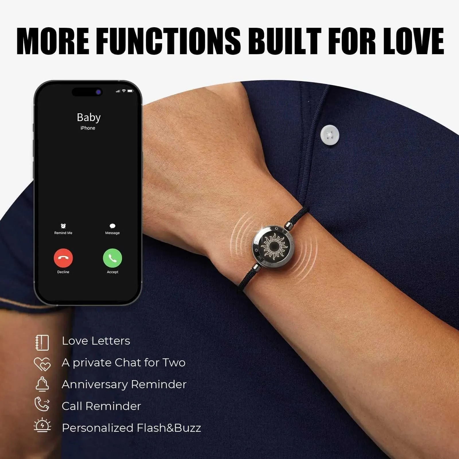 totwoo Long Distance Touch Bracelets for Couples, Vibration & Light up for  Love Couples Bracelets | Long Distance Relationship Gifts for Girlfriend  Bluetooth Pairing Jewelry - Newegg.com
