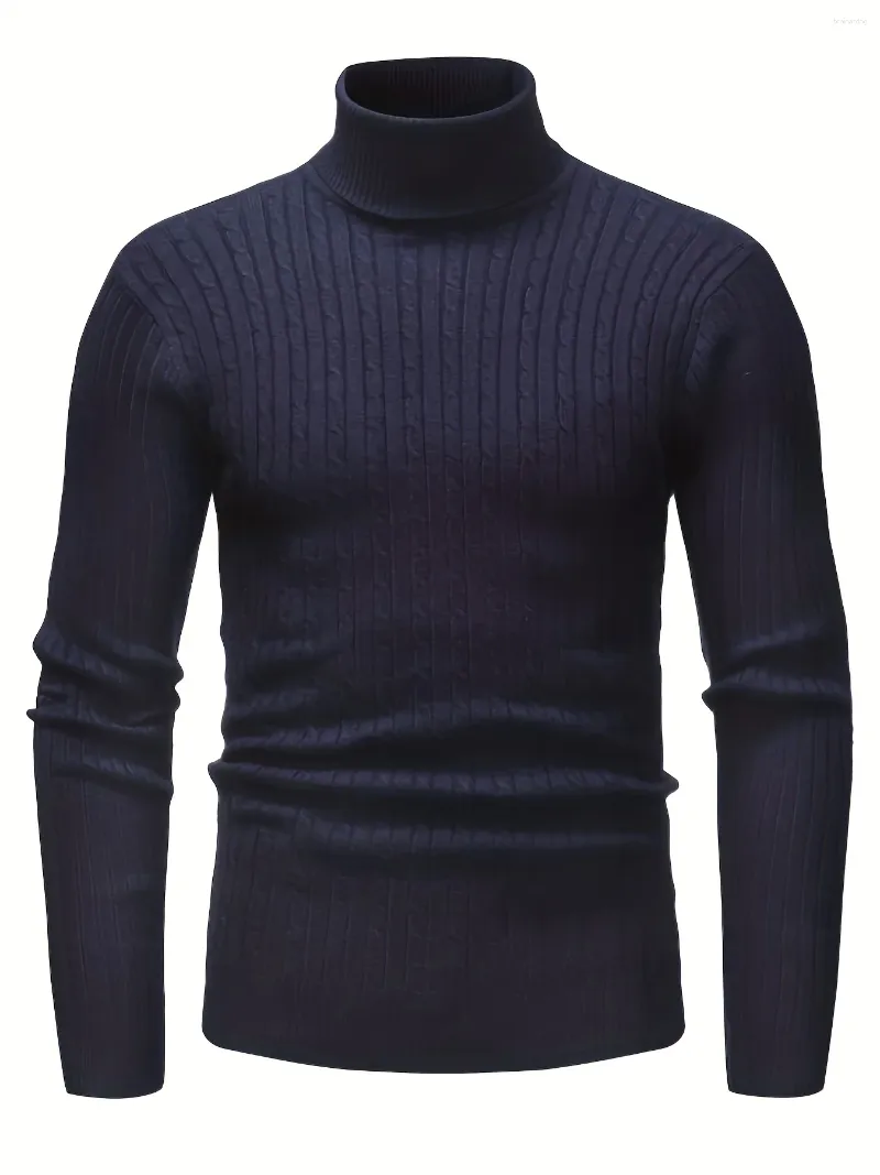 Pulls pour hommes All Match Tricoté Pull solide Casual Chaud Haute Stretch Pull à col roulé pour hommes Automne Hiver