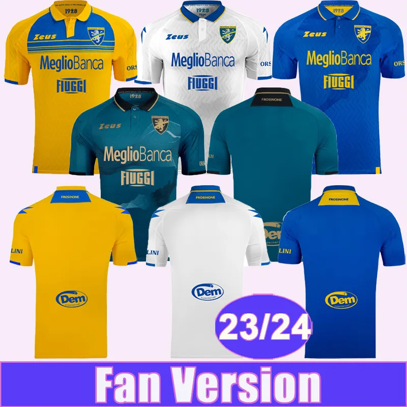 23 24 Frosinon Mens Soccer Jerseys Cheddira Baez Romagnoli Okoli Kaio Jorge Caso Mazzitelli Marchizza Home Away 3rd 4th Football Shirts