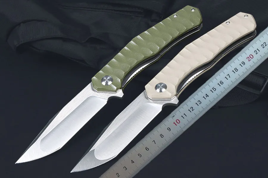1Pcs M7685 Flipper Folding Knife D2 Satin Tanto Point Blade CNC Finish G10 with Steel Sheet Handle Ball Bearing Fast Open EDC Pocket Knives