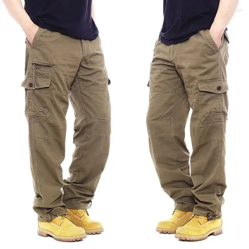 Pantaloni da uomo Primavera Autunno Casual Uomo Cargo Pantaloni larghi in cotone Tuta da uomo Jogging dritti multitasche Homme 5XL