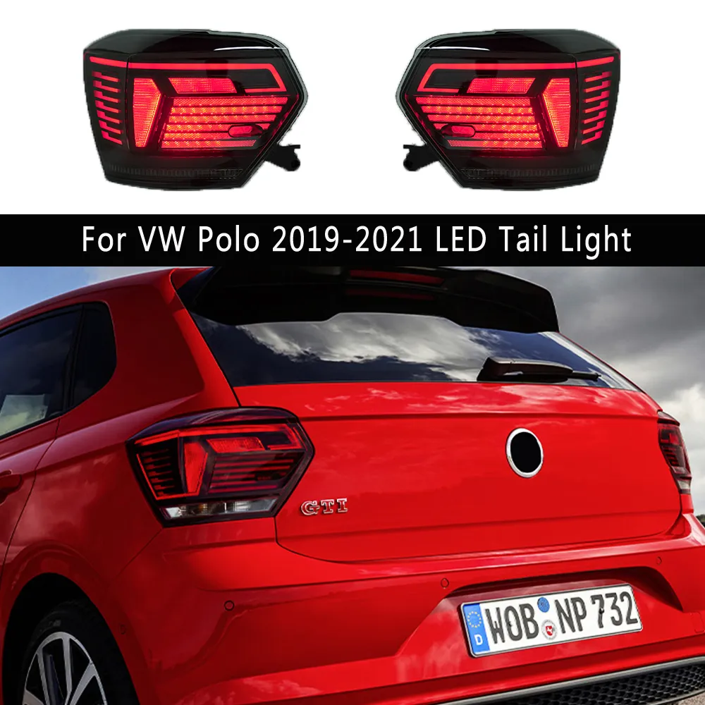 Para Volkswagen Polo 19-21 montaje de luz trasera LED luces de estacionamiento marcha atrás dinámica señal de giro tipo serpentina indicador lámpara trasera