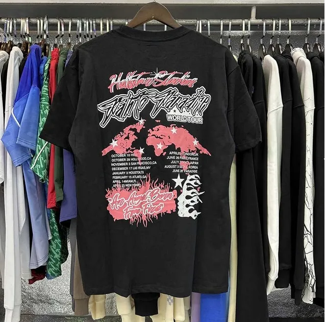 hellstar shirt designer mens tshirt Rapper Washed Grey Heavy