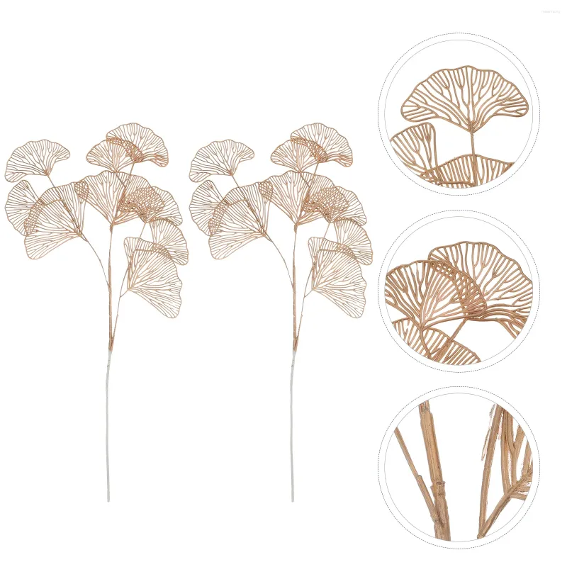 Decorative Flowers Artificial Leaf Stems Simulated Ginkgo Faux Floral Arrangements Plant