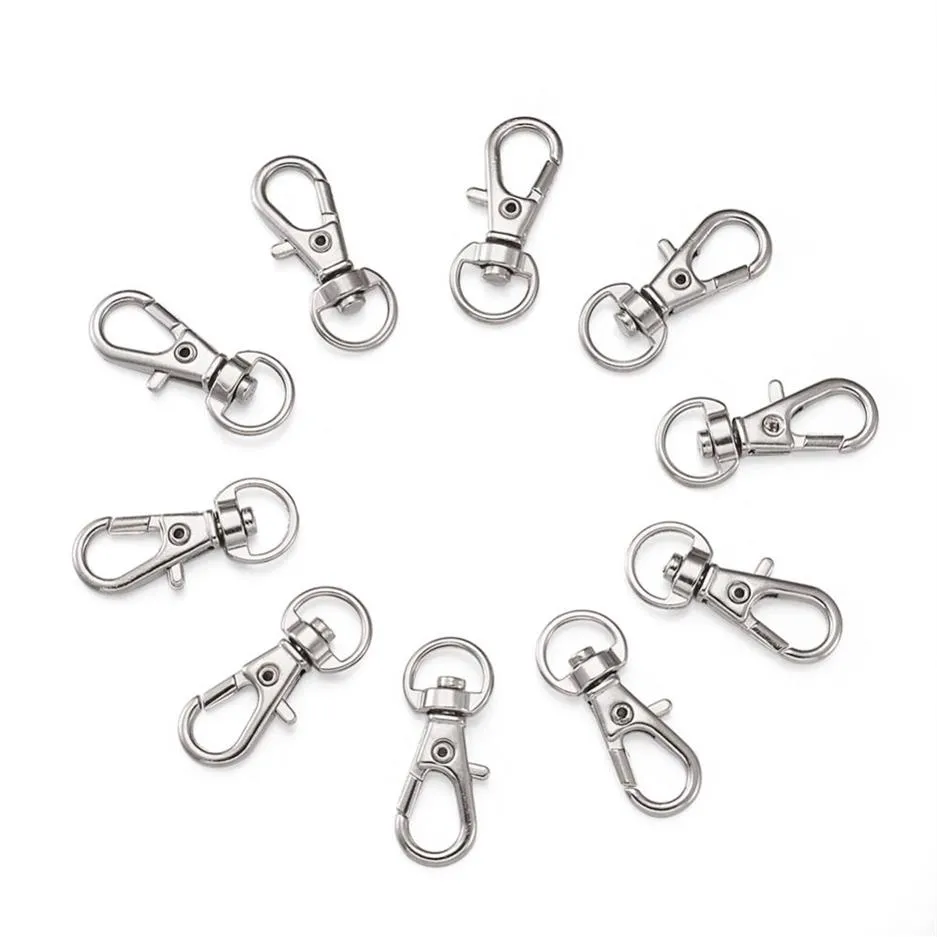 100 stks Legering Swivel Lanyard Karabijnhaak Karabijn Sluitingen Sieraden Maken Tas Sleutelhanger DIY Accessoires295U