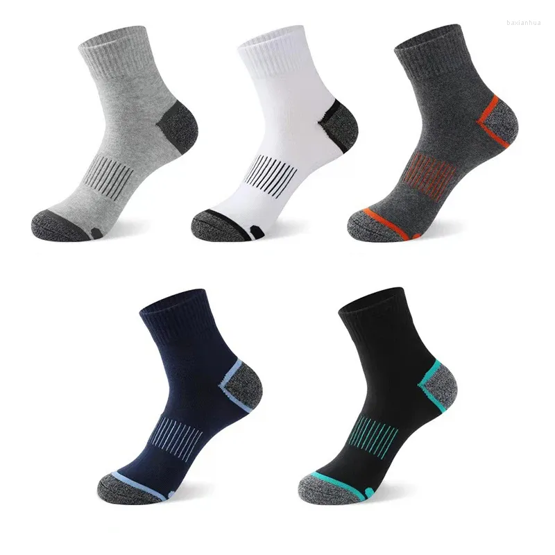 Men's Socks 5 Pairs Men Sports Outdoor Basketball Hiking Climbing Cotton Sweat-absorbent Deodorous Autumn Winter Long