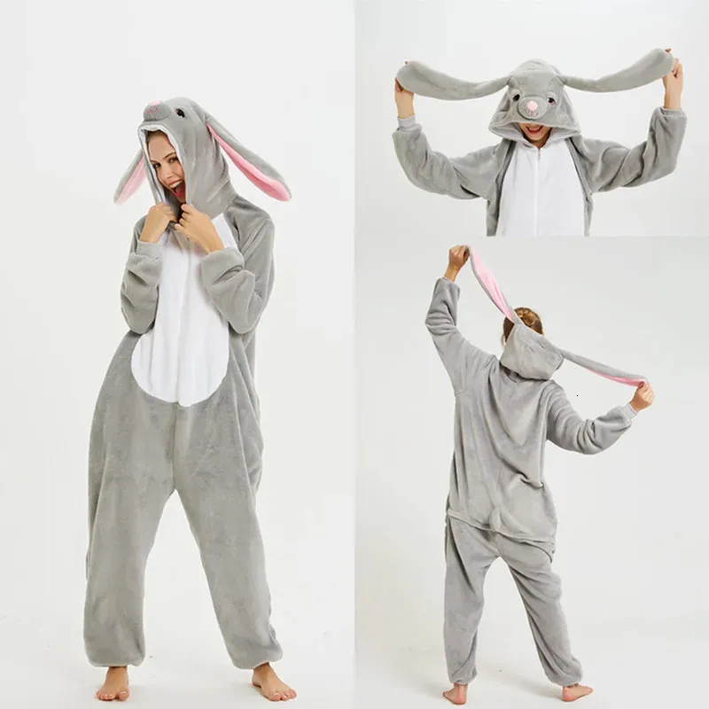 Volwassenen Dier Eenhoorn Pyjama Kigurumi Konijn Cartoon Onesie Kinderen Nachtkleding Homewear Nachtjapon Wolf Panda Anime Deken Overalls 231219