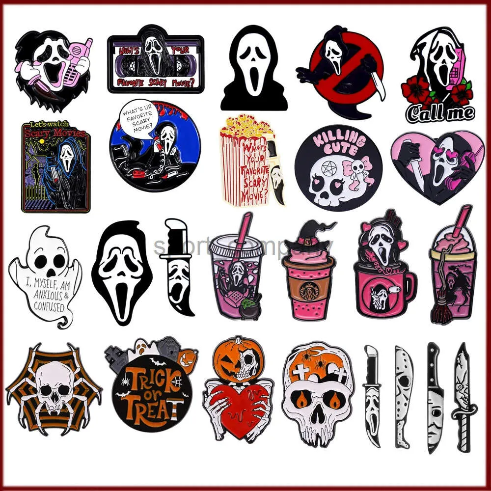 Gothic Ghost Email Booch Pink Proze telefoon Ghost CD Popcorn Ghost Coffee Spider Horror Badge Punk Rapel Pin Sieraden Geschenk