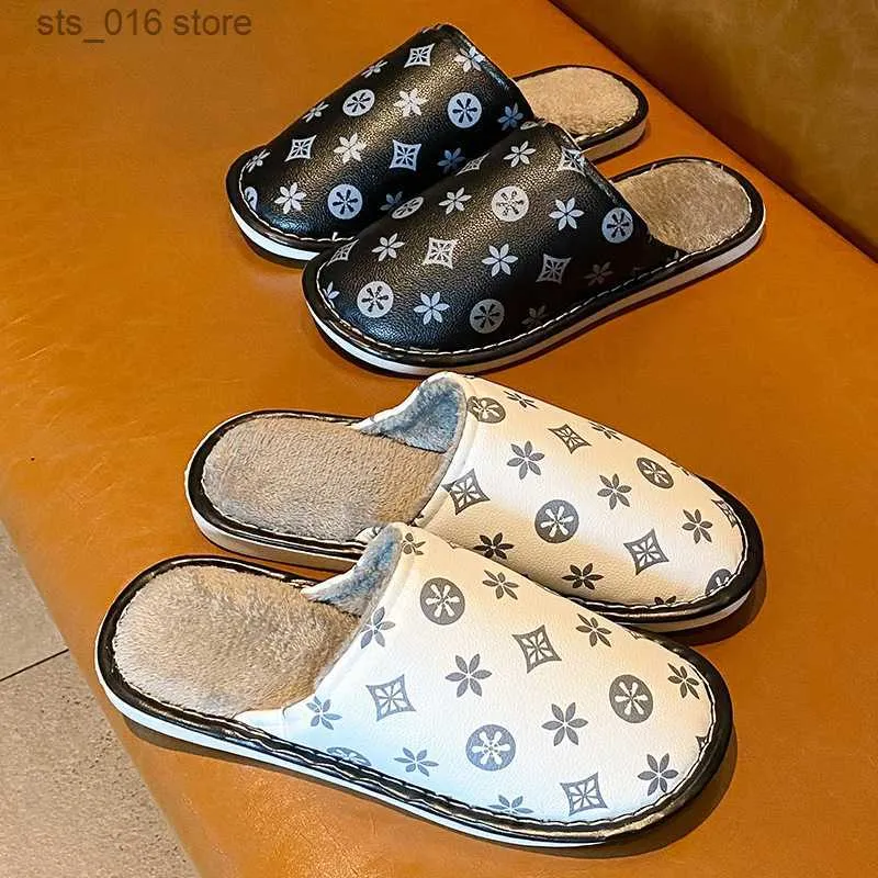 Pantofole Nuove pantofole in cotone stampato alla moda per le donne che vivono in casa con morbide scarpe antiscivolo impermeabili e calde in peluche per coppie T231220
