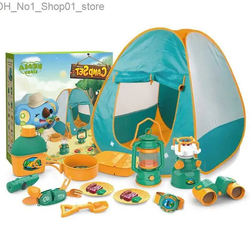 Kids Adventure Play Tent with Camping Gear Tools Set of 21