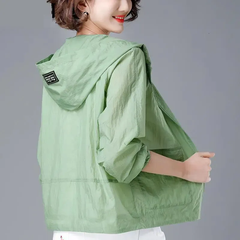 الأزياء الكورية الصيفية Casaco Feminino Solid Color Women's Spring Jacket 2023 Allmatch Jackets معطف واقي من الشمس رقيقة 231220