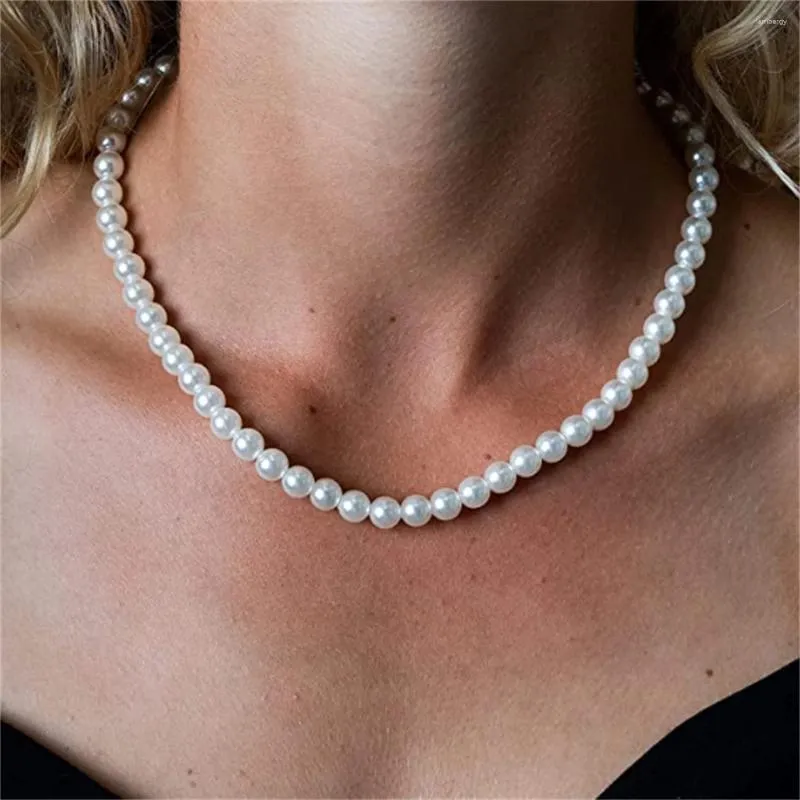 Chaînes Abs Imitation Perle Collier Coréen Perlé Clavicule Chaîne Colliers Pour Les Femmes