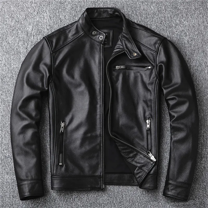 Herren Pelz Faux klassischen Motor-Stil schwarz echtes Leder Jacke Mode Männer lässig Ledermantel Straße Biker Großhandel 231219