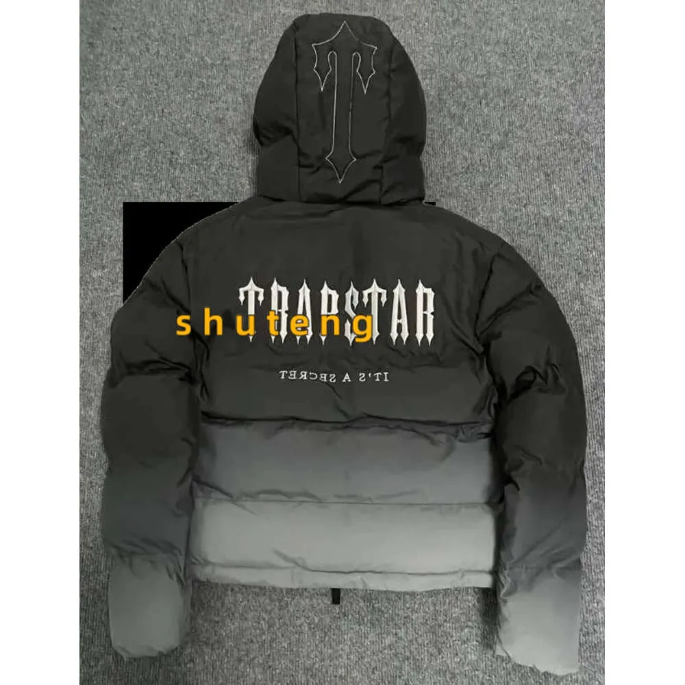 Trapstar London Decoded Hooded Puffer Gradient Black Jacket Embroidered  Thermal Hoodie Men Winter Coat Tops 4870