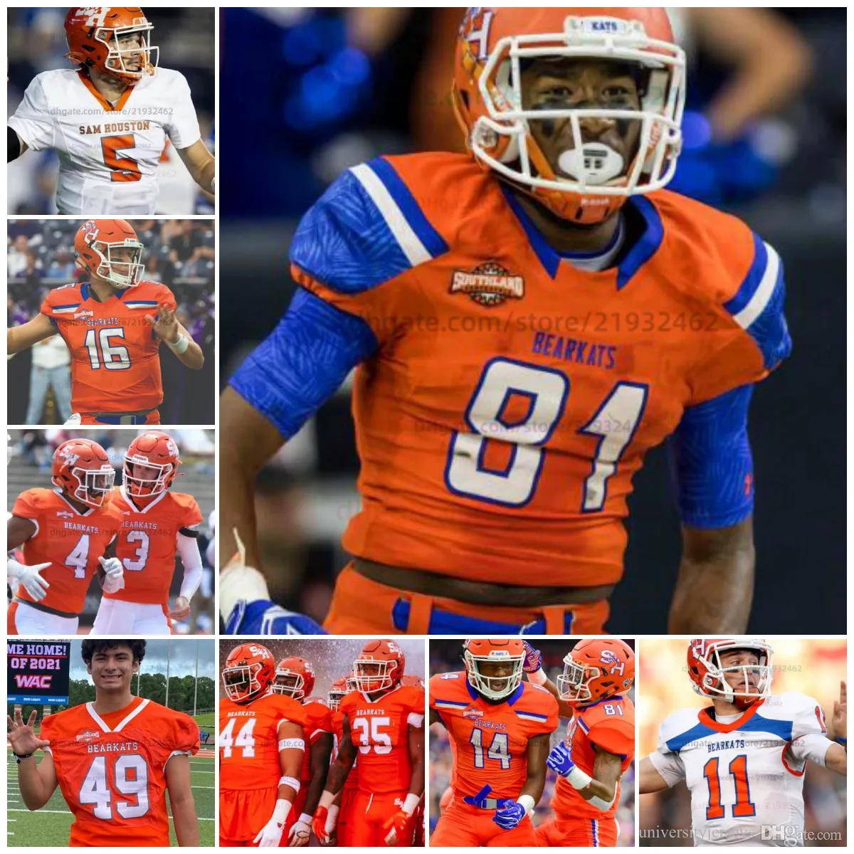 Personnalisé Keegan Shoemaker College Sam Houston Bearkats Football Tout Cousu Hommes Femmes Jeunes Grant Gunnell Malik Phillips Shane Johnson Dakerric Hobbs Darien Flynn