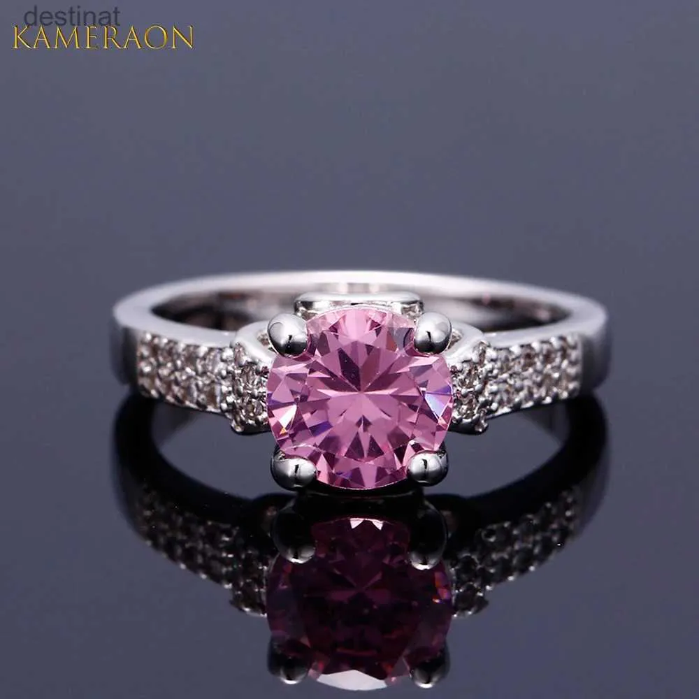 Кольцо-пасьянс с кубическим цирконием, нежное кольцо для женщин, кольца с одним камнем, свадебное обещание, ювелирные изделия принцессы с хрустальным камнем для влюбленныхL231220