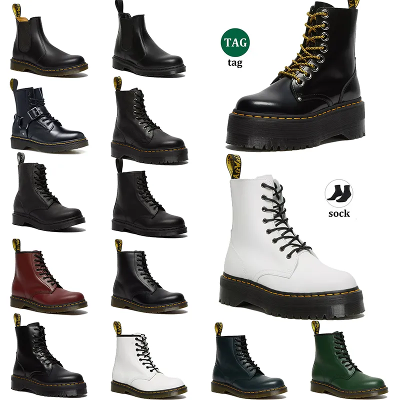 Зимняя зимняя обувь Дизайнерские женские ботинки Doc Martens на платформе Jadon Hi Гладкая кожа Черные оксфордские ботильоны на щиколотке Dhgates Модные ботинки drmartins