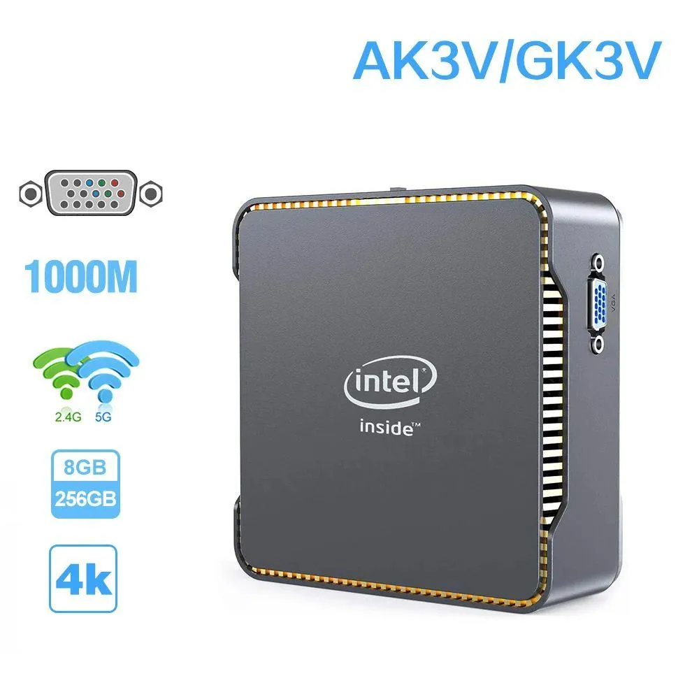 Mini PCS PC AK3V Intel Celeron J3455 Quad Core DDR4 8GB 128GB Windows 10 سطح مكتب مع HD VGA Port 1000M LAN BT4